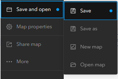 Save button in the Save and open context menu