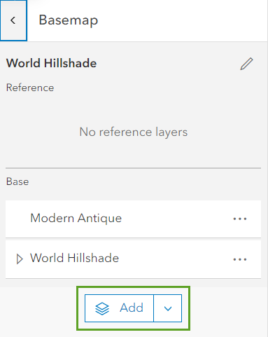 Add layer button on the Basemap pane