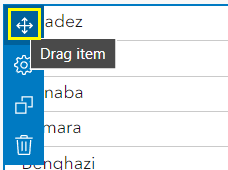 Drag item button on the list element