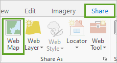 Web Map button on the Share tab of the ribbon