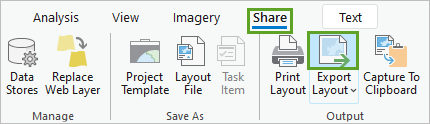 Export Layout button on the Share tab of the ribbon