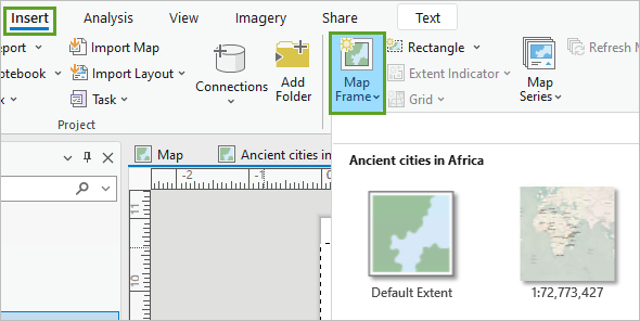 Map Frame button on the Insert tab of the ribbon