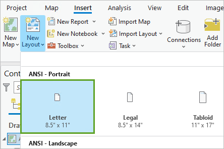 Letter option in the layout gallery