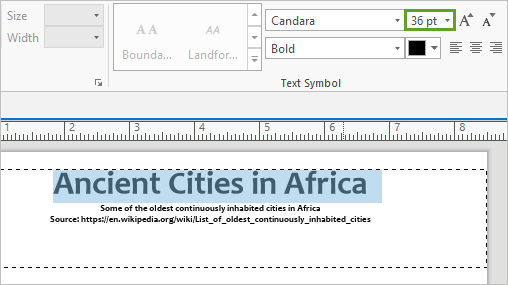Font size set to 36 pt on the Format tab of the ribbon.