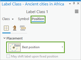 Placement set to Best position on the Position tab of the Label Class pane.