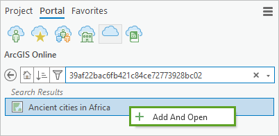 Add And Open option in the Ancient cities in Africa context menu
