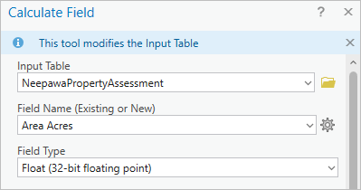 Calculate Field tool parameters