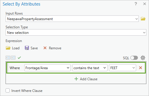 Select By Attributes clause