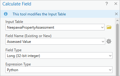 Calculate Field tool parameters