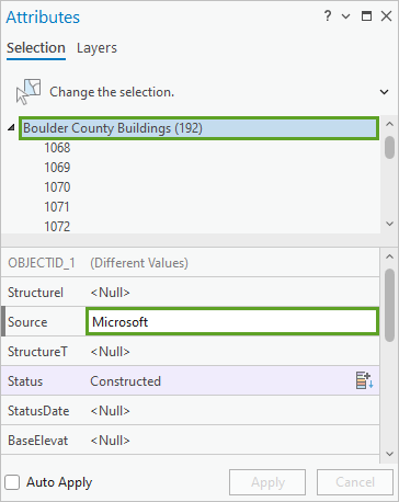 Source set to Microsoft in the Attributes pane