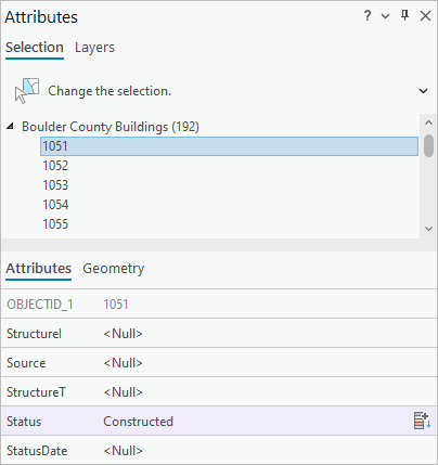 Attributes pane