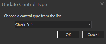 Update Control Type window with Check Point chosen