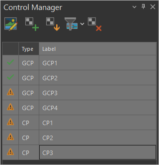 Selected control points