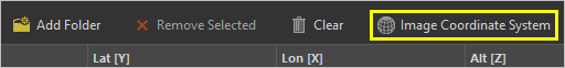 Image Coordinate System button