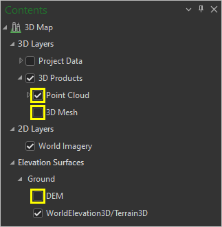 Changing the visible layers in the scene