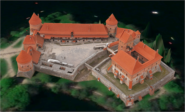 The clipped 3D mesh of the castle