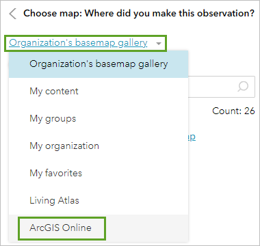 ArcGIS Online for choosing a map