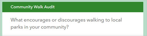 Survey heading configured on the survey