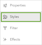 Styles on the Settings toolbar