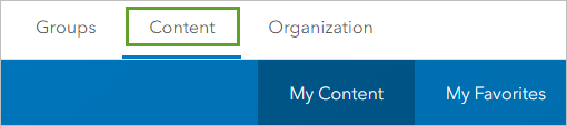 Content tab in ArcGIS Online