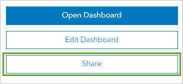 Share on the item page for the Coronavirus Dashboard