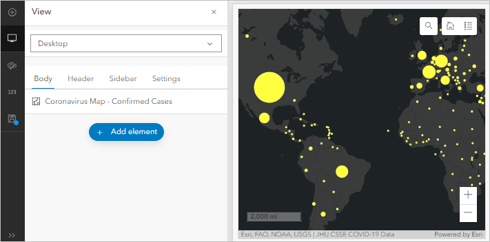 Map added to the dashboard