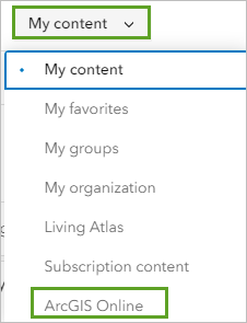 ArcGIS Online in the Add layer pane