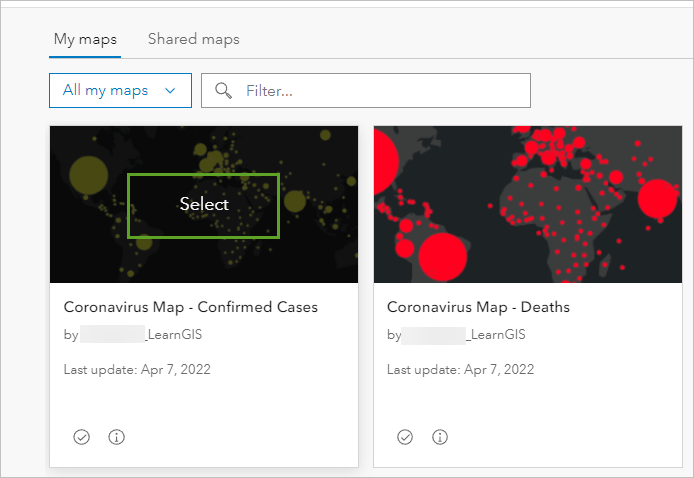 Select the Confirmed Cases map.