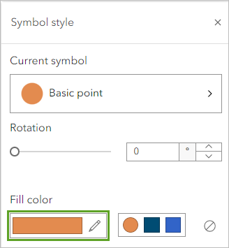 Fill color in the Symbol style window