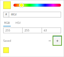 Add button next to Saved in the color palette window
