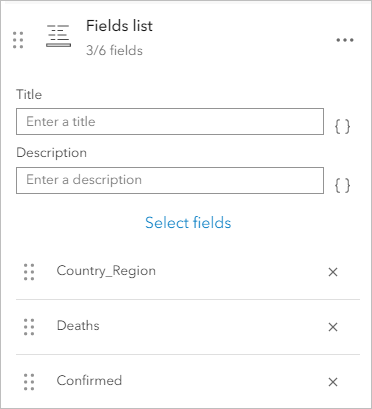 Remaining fields under the Fields list section in the Pop-up pane