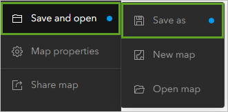 Save as in the menu for Save and open on the Contents toolbar