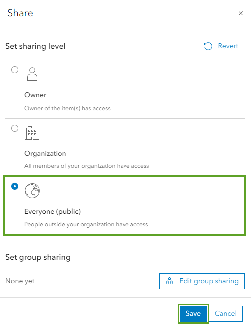 Everyone selected in the Share window