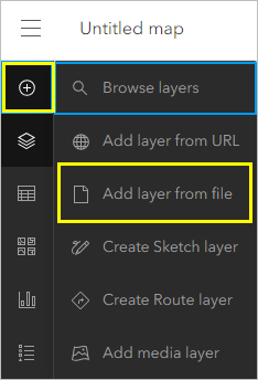 The Contents toolbar, showing the Add button and the Add layer from file option