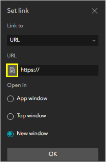 The Page button of the URL box