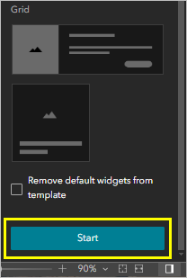 The Start button on the widget configuration pane