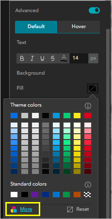 The More color option on the button Fill color panel