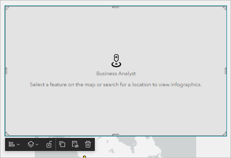 The Business Analyst widget on the canvas in Preset mode