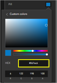 The Hex text box on the button color picker