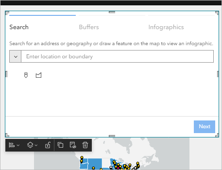 The Business Analyst widget in an unconfigured state on the canvas