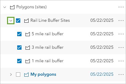 Three sites in the project content pane