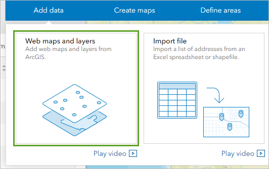 Web maps and layers option