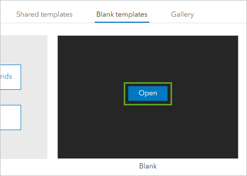 Open option for the Blank template