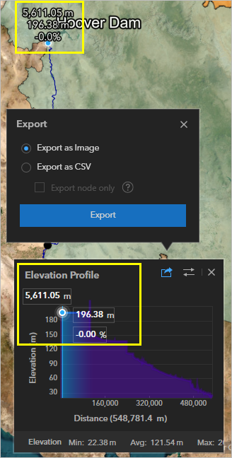 Overlapping elevation profile point on Hoover Dam