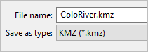 Saving the .kmz file.