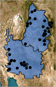 Rivers layer drawing in blue