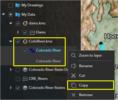 Copy option for the Colorado River layer