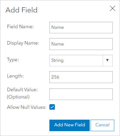 Add Field window