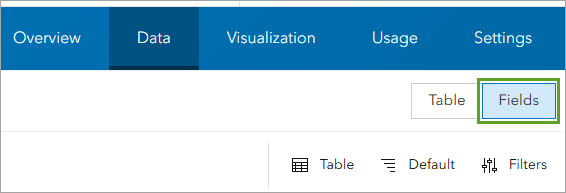 Data tab fields button