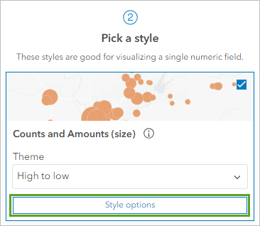 Style options button under Pick a style on the Styles pane